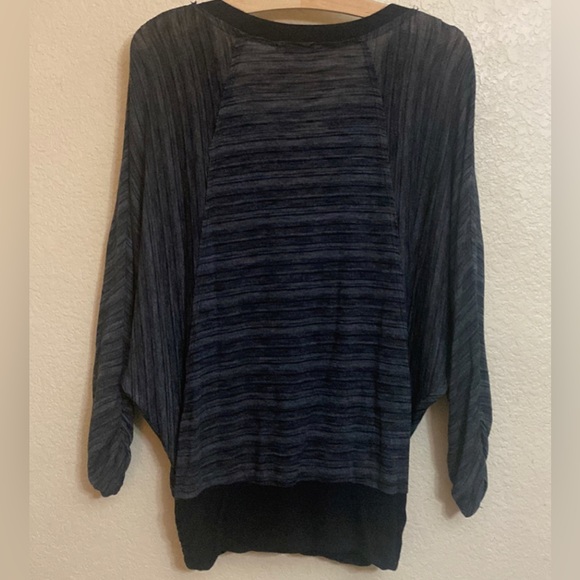Democracy Striped Rauched Sleeves Black Grey Pockets L - Picture 9 of 10